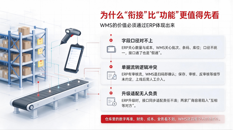 WMS与ERP衔接:扫码收货、拣货、完工数量如何生成并回写ERP单据